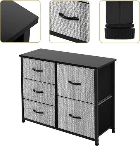Miniatura 4 de AZL1 Life Concept Mueble de almacenamiento para tocador, grande, organizador de pie para dormitorio, oficina, sala de estar y armario, 5 cajones