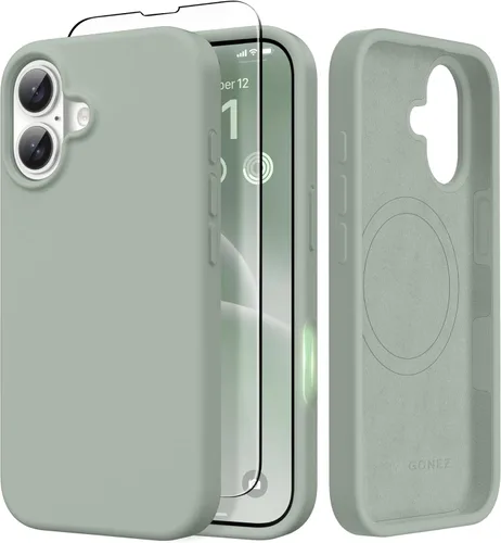 Miniatura 228 de GONEZ Funda de silicona para iPhone 14 Pro Max, compatible con MagSafe, con protector de pantalla + protector de lente de cámara, silicona líquida a