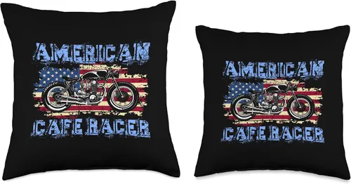 Miniatura 3 de American Cafe Racer Motorcycle Apparel and Merch American Cafe Racer Biker Men Women Adult Teens Boys Girls Throw Pillow, 16x16, Multicolor