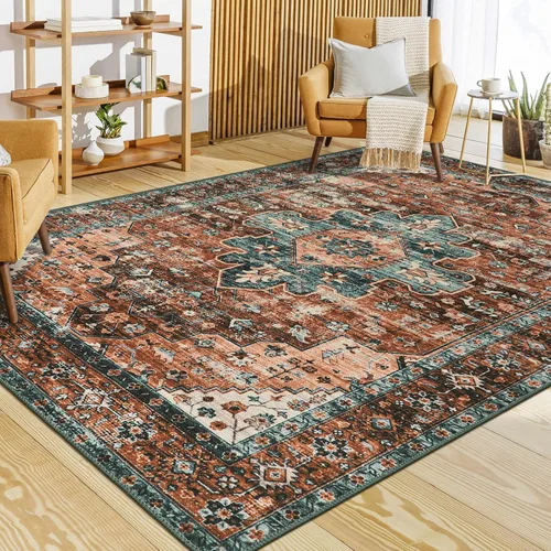 Miniatura 32 de Moynesa Alfombra de pasillo ultra fina lavable de 2 x 6 pies, antideslizante, resistente a las manchas, alfombra vintage que no desprende para Gris
