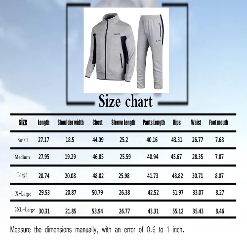 Miniatura 3 de Guanzizai Conjunto deportivo casual de manga larga para hombre, conjunto deportivo con cremallera completa, chaqueta deportiva y pantalones