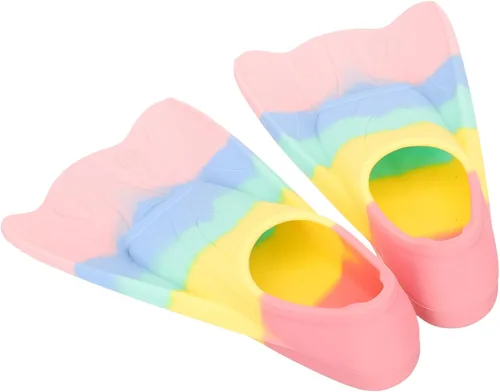 Aletas de silicona flexibles y cómodas para entrenamiento de natación y esnórquel, diseño portátil de hoja corta para niños y principiantes