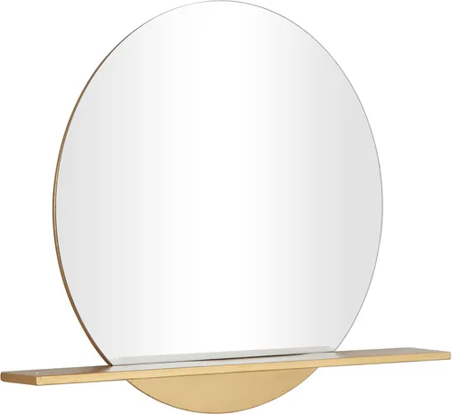 Miniatura 4 de Deco 79 Espejo de pared de metal para habitación, 1 estante, espejo de entrada, espejo montado en la pared 35 x 4 x 28 pulgadas, dorado