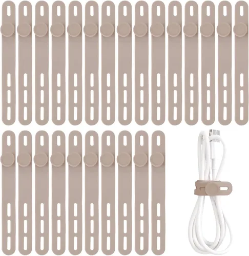Miniatura 9 de Oligei 25 bridas de silicona para cables, reutilizables, de alta elasticidad para cables eléctricos, organizador de cables para auriculares