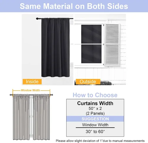 Miniatura 8 de Simplebrand Ava Aqua - Cortinas cortas opacas de 24 pulgadas, juego de 2 paneles, con bolsillo para cortinero, cortinas de privacidad para ventanas