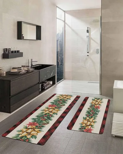 Miniatura 2 de Tapete de baño de pino de Navidad para bañera, antideslizante, de secado rápido y absorbente, de tierra de diatomeas, tapete de cocina, tapete