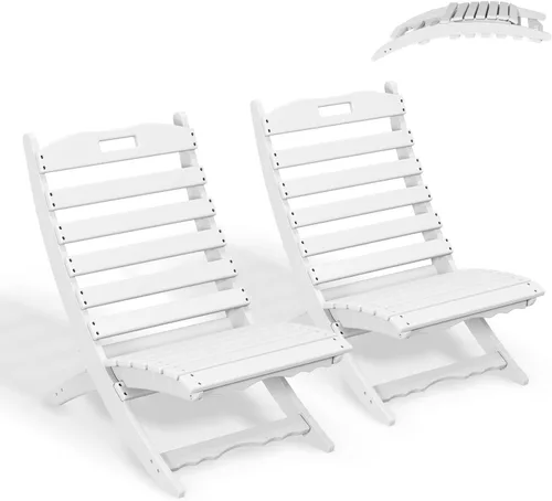 Miniatura 14 de GREENVINES Silla plegable Xavier Wave Sillas Adirondack portátiles Plástico HDPE Silla para fogata para todo tipo de clima Negro