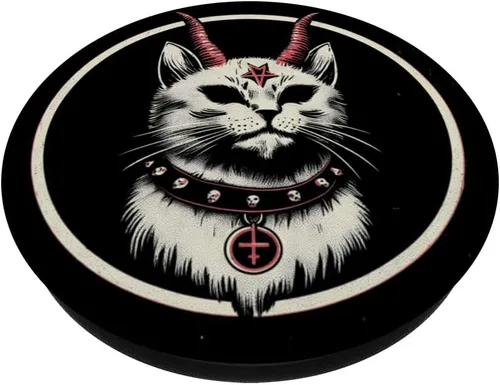 Miniatura 2 de PopSockets de Baphomet Satánico Oculto Gato Diablo PopGrip estándar