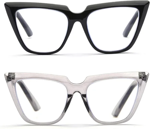 Miniatura 13 de ZUVGEES Gafas de lectura elegantes de gran tamaño con bloqueo de luz azul CatEye para mujer, marcos de anteojos grandes, lentes grandes, lectores