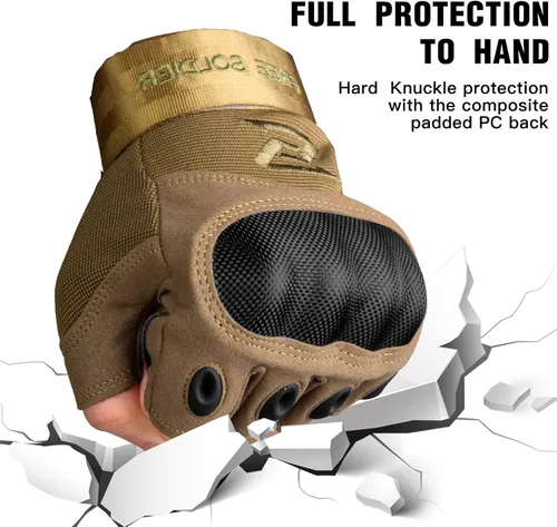 Miniatura 2 de FREE SOLDIER Outdoor Gloves for Men, Fingerless Motorcycle Gloves for Cycling Hiking Camping Climbing, Airsoft Gloves for Paintball