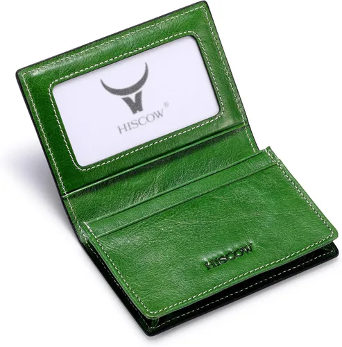 Miniatura 18 de Funda de piel para tarjetas de visita para hombres y mujeres, piel de becerro italiana Café