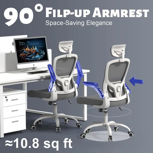 Miniatura 3 de Silla ergonómica para oficina - silla de estudio, silla gaming de 300 libras, silla de malla cómoda con respaldo alto, reposacabezas, soporte Grey01