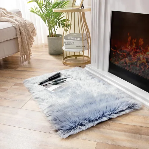 Miniatura 90 de Ashler Home Deco - Tapete de pelo sintético de oveja, mullido, suave, de 2 x 3 pies, lavable a máquina, dormitorio, habitación de los niños, sala