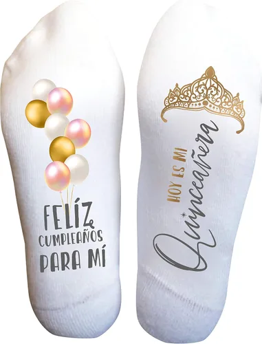 Miniatura 17 de Calcetines Divertidos Mis Quince para Niñas Adolescentes, Regalo de Quinceañera del 15º Cumpleaños, Recuerdo de Fiesta Personalizado