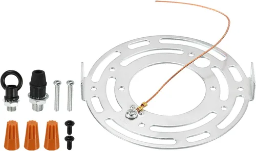 Miniatura 6 de PATIKIL Kit de placa de luz de techo redonda de 4.528 in, 1 juego de placa de soporte de montaje de lámpara de acero para lámpara colgante