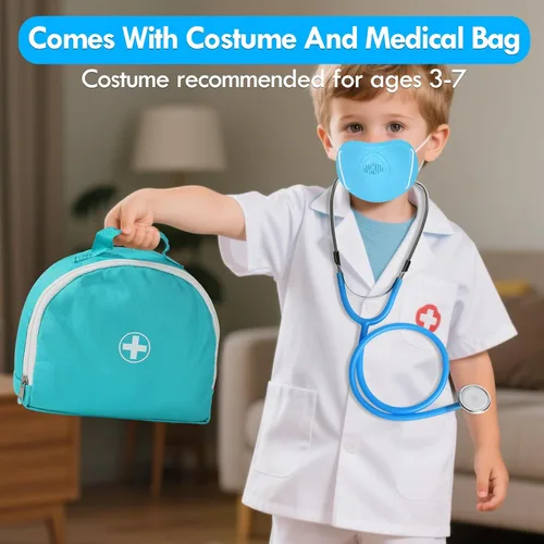 Miniatura 4 de Kit de Médico de Lehoo Castle para Niños Pequeños de 3 a 5, Juego de Médicos para Niños, Juego de Simulación con Disfraz de Médico, Juguetes