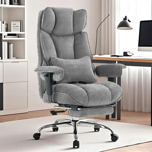 Efomao Silla de oficina ejecutiva, silla de computadora acolchada suave con reposapiés, sillas de escritorio de tela para oficina en casa, sillas de