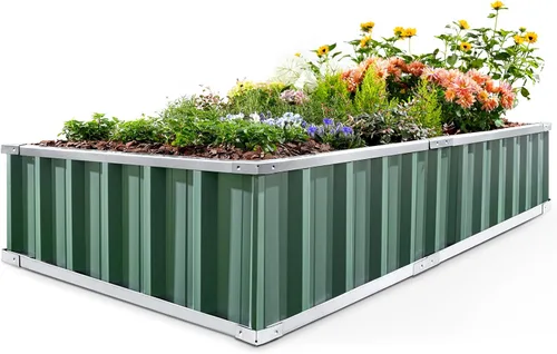 Miniatura 19 de King Bird - Cama de jardín elevada de 68 x 36 x 12 pulgadas, kit de caja de maceta de metal de acero galvanizado para jardín al aire libre, con 2