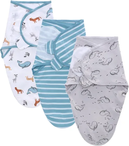LAT - Manta para envolver con cremallera, fácil de ajustar, paquete de 3 unidades, saco de dormir para bebés recién nacidos, saco de dormir 100%
