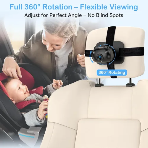 Miniatura 6 de Cámara dual de coche para bebé para 2 niños, pantalla dividida de 6.9 pulgadas, pantalla ultra ancha HD con dos cámaras, fácil configuración