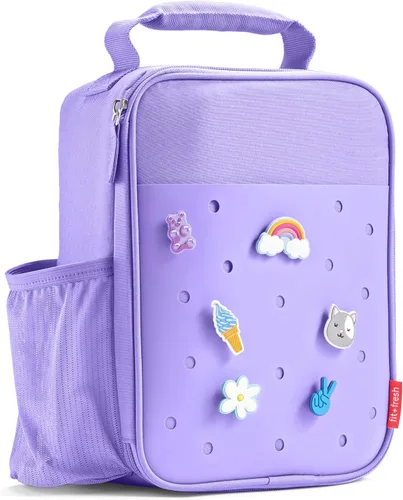 Miniatura 11 de Fit & Fresh Lonchera personalizable con dije para niños y niñas, lonchera infantil de fútbol con 6 dijes deportivos, bolsa de almuerzo reutilizable