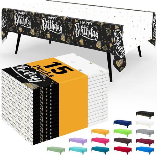 Miniatura 115 de Smiry - Juego de 6 manteles desechables, 54 x 78 pulgadas, manteles impermeables rectangulares para fiestas, cubierta de mesa de plástico