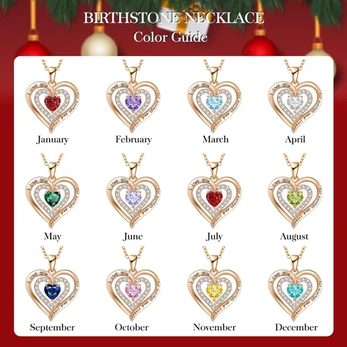 Miniatura 6 de LIANYU Wife Jewelry 18K Gold 925 Sterling Silver Plated Birthstone Jewelry Heart Pendant Necklace for Women Birthday Jewelry for Girls, Valentine's