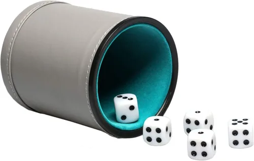 Miniatura 9 de Juego de dados de piel sintética con forro de fieltro con 6 dados de puntos (negro, paquete de 1)