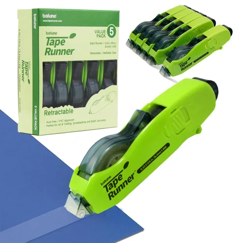 Miniatura 12 de Tape Runner - Cinta adhesiva de doble cara con rodillo dispensador incluido - Sin ácidos, pegajosa, clara y transparente - Ideal para álbumes