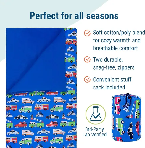 Miniatura 3 de Wildkin Saco de dormir para niños y niñas, mide 57 x 30 x 1.5 pulgadas, material de mezcla de algodón, saco de dormir para niños, tamaño ideal