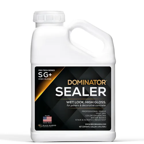 Sellador acrílico transparente DOMINATOR SG+ de 1 galón | Sellador de pavimentador de hormigón de alto brillo | Aspecto húmedo, mejora del color |