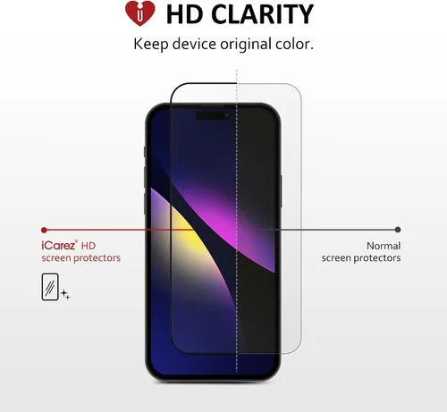 Miniatura 3 de iCarez Protector de pantalla de vidrio templado para iPhone 15 Pro Max de 6.7 pulgadas 2023 (paquete de 2) compatible con fundas, cobertura