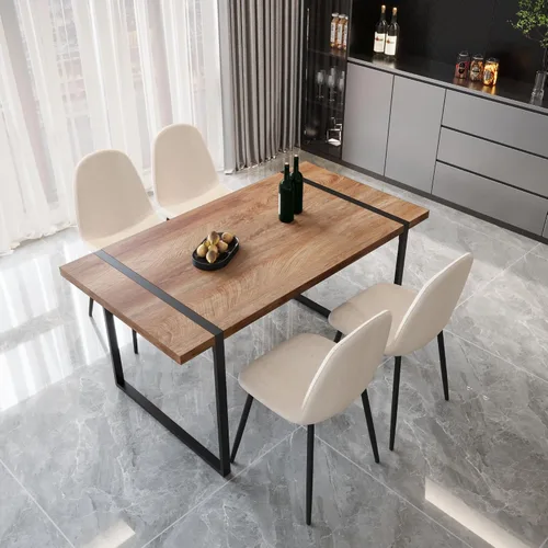 Miniatura 24 de YYQ Juego de mesa de comedor para 4, mesa de cocina de madera de 59 pulgadas y sillas para 4, moderno juego de mesa de comedor de 5 piezas con 4