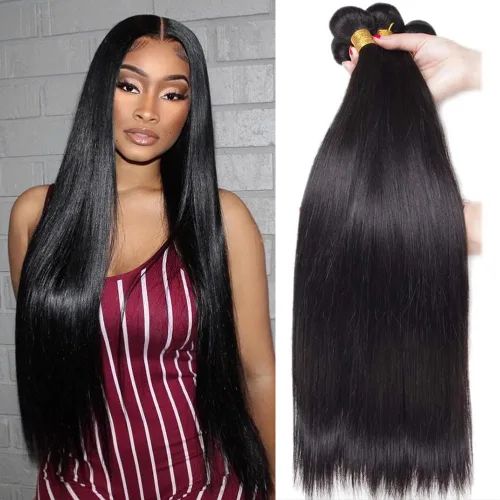 Miniatura 9 de Beautymoon Paquetes de cabello liso negro jet 4 manojos, cabello humano brasileño 14 16 18 20 pulgadas, 100% cabello virgen sin procesar liso, 4