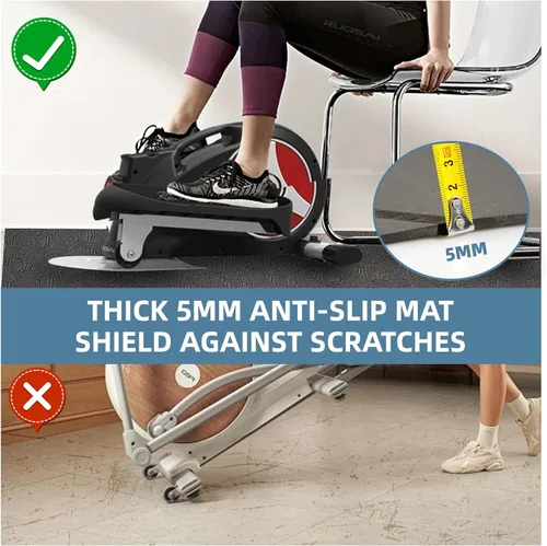 Miniatura 2 de Alfombrilla de entrenamiento antideslizante para elípticas debajo del escritorio, más gruesa y silenciosa, 23.6 x 17.7 x 0.2 pulgadas, adecuada