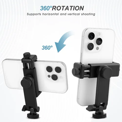 Miniatura 3 de Soporte universal de trípode para teléfono celular, soporte de zapata caliente para cámara con abrazadera de rotación de 360 grados, orificio