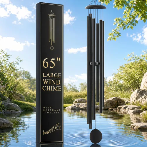 Miniatura 12 de FSVGYY Campanillas de viento para exteriores, decoración grande, tono profundo, tonos melódicos relajantes, campanillas de viento para exteriores