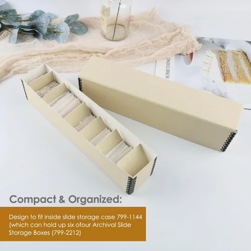 Miniatura 3 de Golden State Art, Estuche de almacenamiento con diapositivas de archivo, caja de archivos de borde de metal sin ácidos, con capacidad para hasta 140