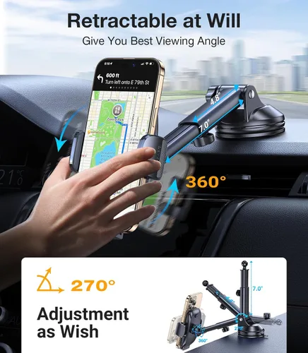Miniatura 5 de Coolpow Soporte de teléfono para automóvil【Succión más fuerte】 Soporte universal de teléfono para tablero de instrumentos de 360° para automóvil