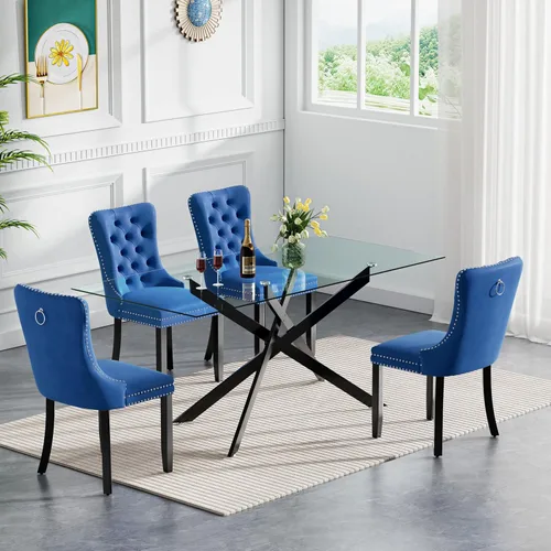 Miniatura 14 de HomVent Juego de mesa de comedor redonda de vidrio de 3 piezas, juego de mesa de comedor de vidrio templado para 2 mesas de cocina con 2 sillas