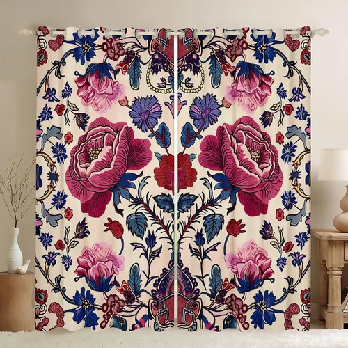 Miniatura 41 de Cortinas y cortinas de damasco turquesa para adultos, cortinas opacas barrocas victorianas antiguas, 2 paneles de 38 pulgadas de ancho x 54 pulgadas