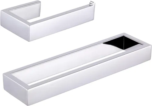 GERZWY Juego de accesorios de baño de 2 piezas SUS 304 Soporte de papel higiénico de acero inoxidable Toallero Anillo de montaje en pared, acabado