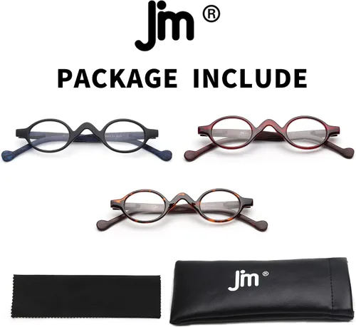 Miniatura 7 de Juego de 4 gafas de lectura retro redondas con bisagra de resorte JM para hombres y mujeres, 4 unidades mixtas 3 PAQUETES