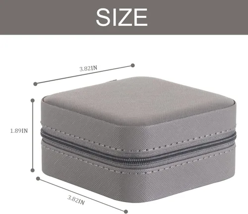 Miniatura 2 de KElofoN - Estuche para joyas de viaje, pequeño organizador de joyería con espejo para mujeres y niñas, color gris