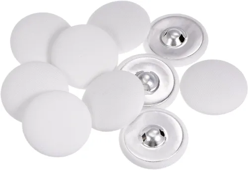 Miniatura 17 de HARFINGTON 10 botones de tela de 24L cubiertos de tela de 0.59 pulgadas, vástago de metal, botones de costura redondos para trajes, blusas de Azul