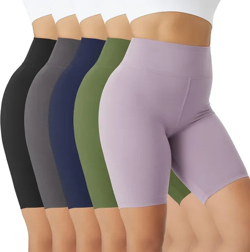 VALANDY Pantalones cortos de yoga para mujer, de cintura alta, pantalones cortos de ciclista, suaves, para entrenamiento, correr, paquete de