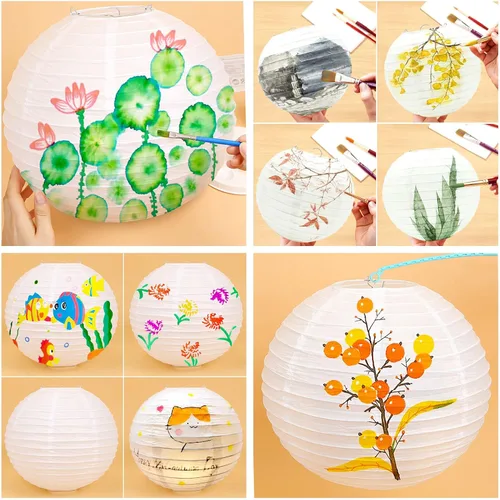 Miniatura 6 de LIHAO 20 linternas de papel coloridas con luces, linternas chinas multicolores, linternas de papel colgantes para decoración de fiestas, bodas