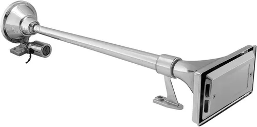 Miniatura 4 de Vixen Horns Bocina de tren para barco/camión/automóvil. Bocina de aire impermeable cromada doble trompeta + cubierta. Db súper fuerte. Acabado