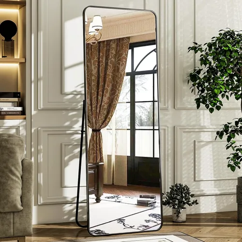 Miniatura 12 de HARRITPURE - Espejo grande de 71 x 32 pulgadas, espejo de longitud completa con soporte, espejo de cuerpo completo para piso, con marco rectangular