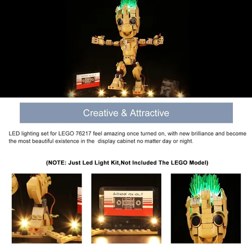 Miniatura 3 de BrickBling Kit de luz LED para Lego Groot Building Set, iluminación creativa compatible con Lego I am Groot, versión musical, no incluye